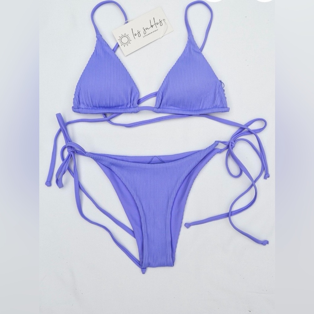 Purple Ribbed Bikini Set